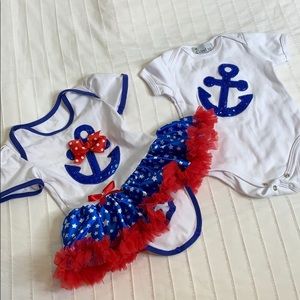 Kirei Sui nautical anchors bow tutu sequin onesies